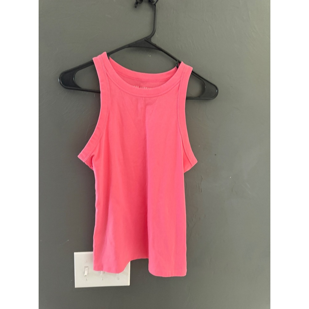 Free Assembly NWOT Womens Neon Pink Ribbed High Neck Racerback Tank Top S 4-6